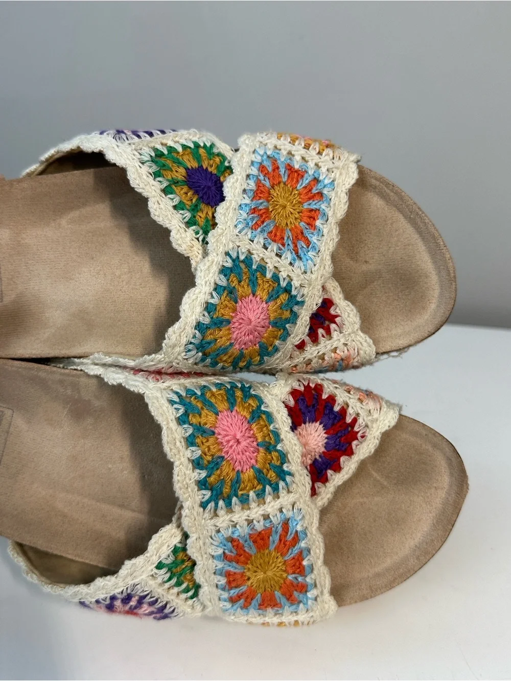 Dirty Laundry Plays Floral Crochet Platform Cork Platform Espadrilles Size 6